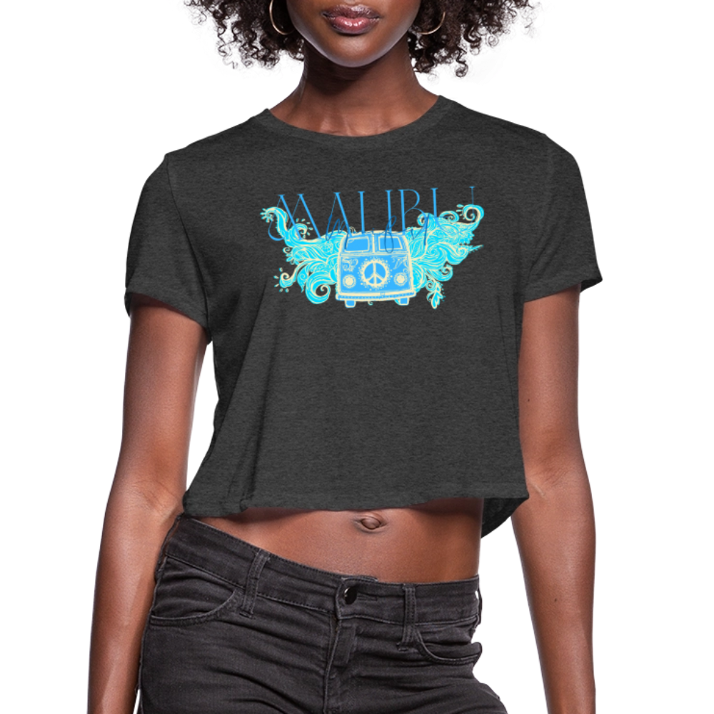 Manifest Malibu – Flowy Cropped Tee - deep heather