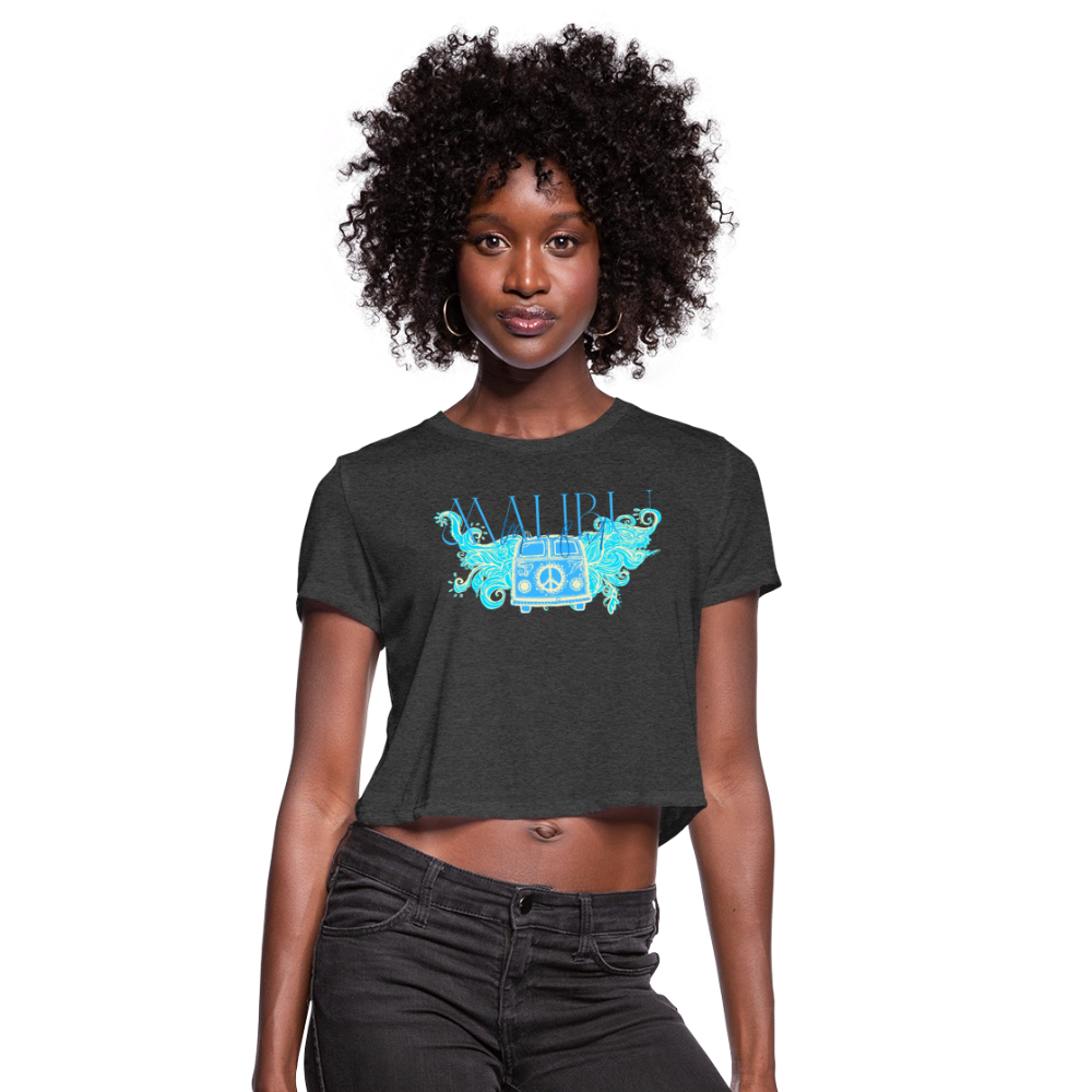 Manifest Malibu – Flowy Cropped Tee - deep heather