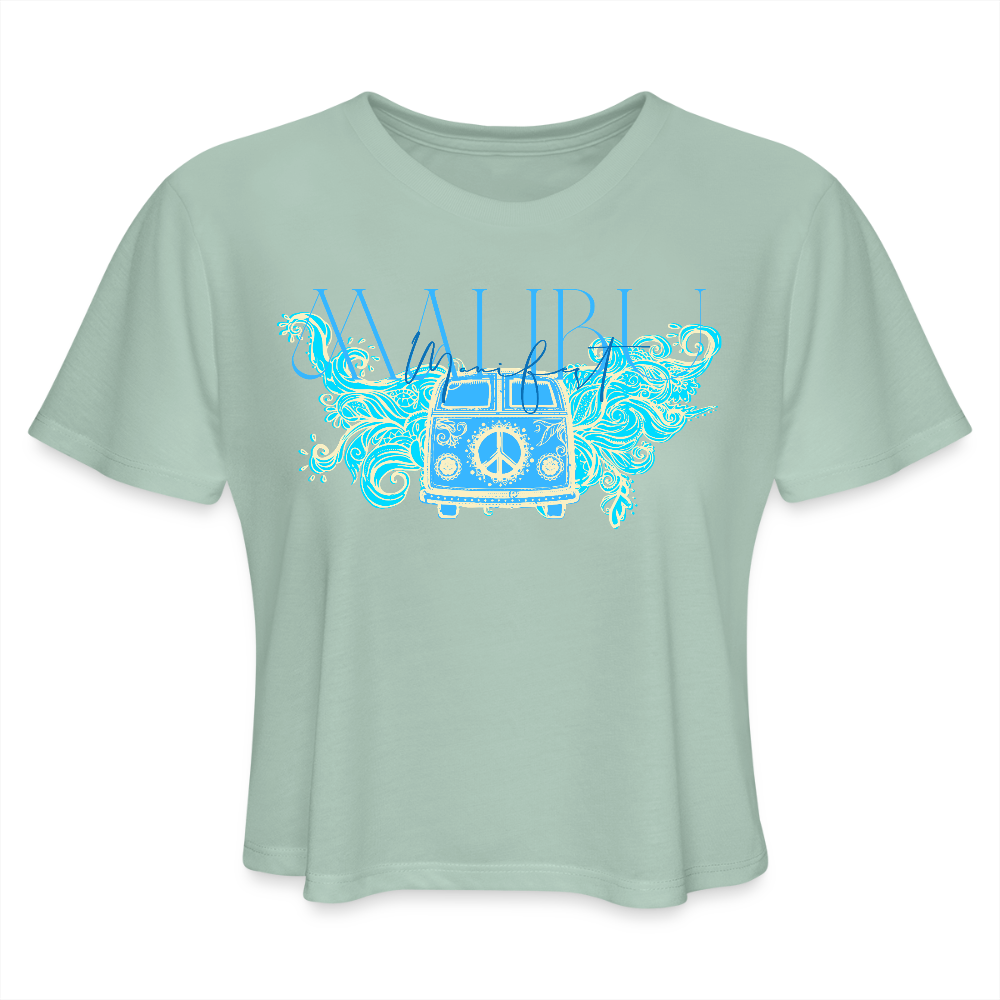 Manifest Malibu – Flowy Cropped Tee - dusty mint blue