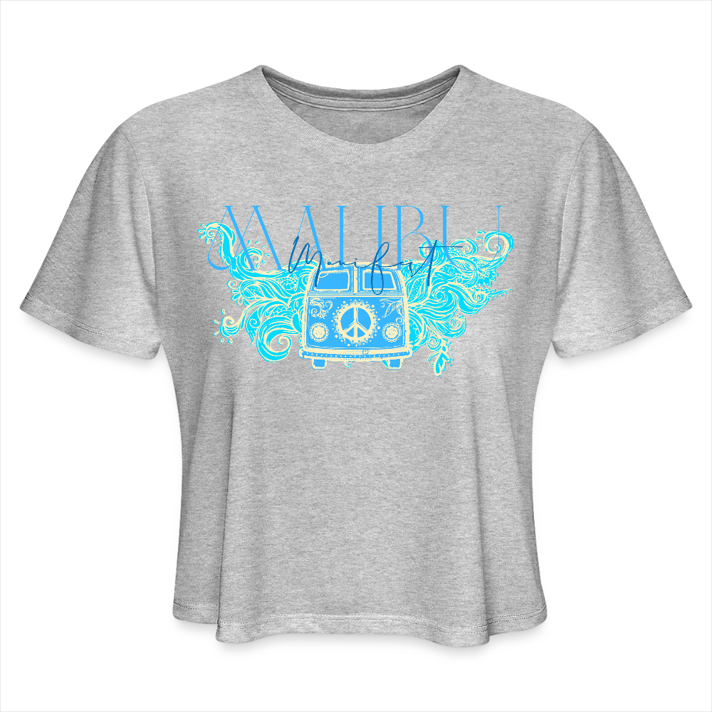 Manifest Malibu – Flowy Cropped Tee - heather gray