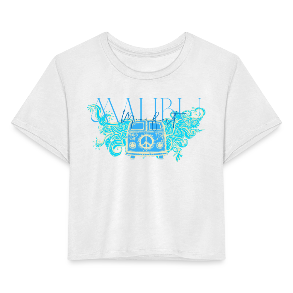 Manifest Malibu – Flowy Cropped Tee - white