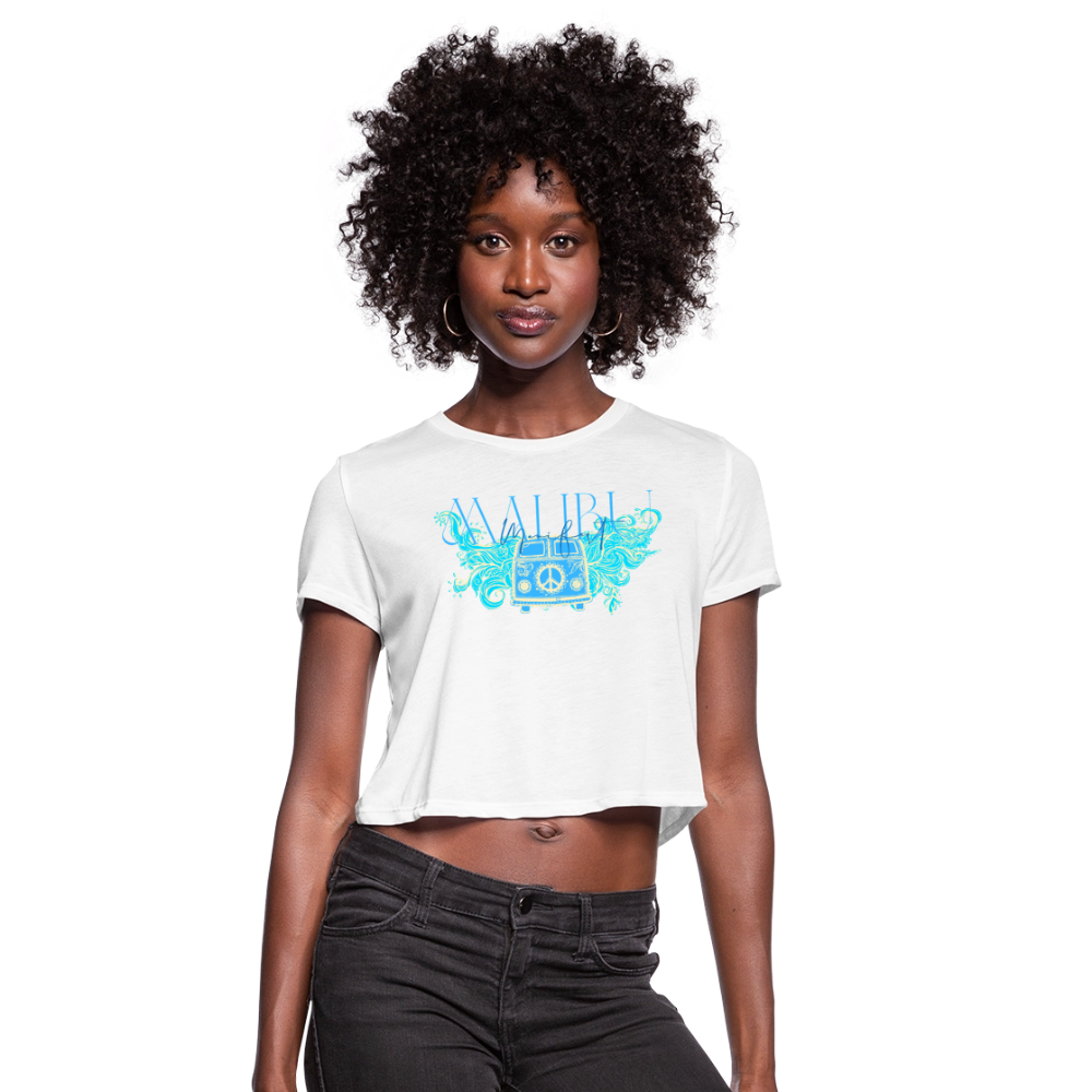 Manifest Malibu – Flowy Cropped Tee - white