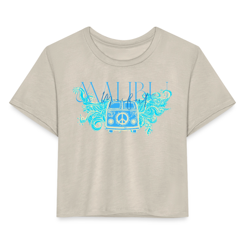Manifest Malibu – Flowy Cropped Tee - dust