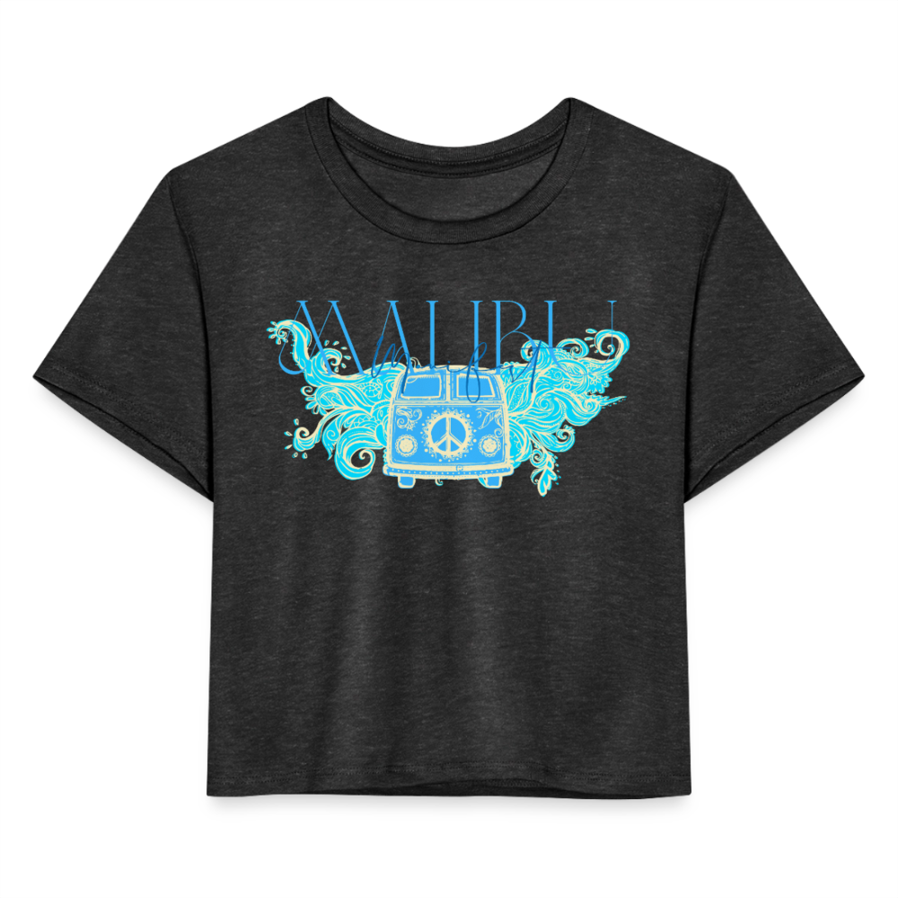 Manifest Malibu – Flowy Cropped Tee - deep heather
