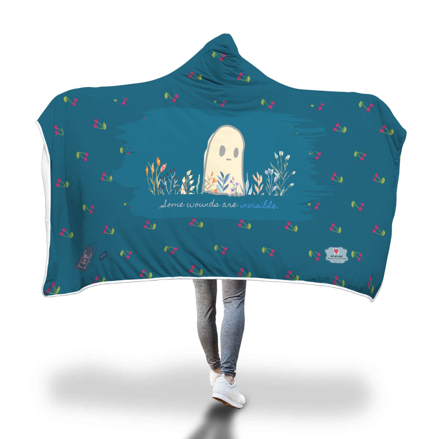 Invisible Ghost Series 'Some wounds are invisible"hooded blanket